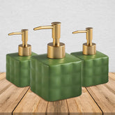 UMAI Liquid Soap Dispenser | Stoneware | Bathroom Sanitizer, Lotion, Shampoo Dispenser | Ceramic Handwash Bottle for Kitchen | Soap Dispenser for Wash Basin | Bathroom Accessories (Pack of 3)